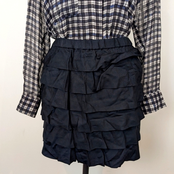 Michael Kors frilly cotton black mini skirt sz 0 - Picture 1 of 6